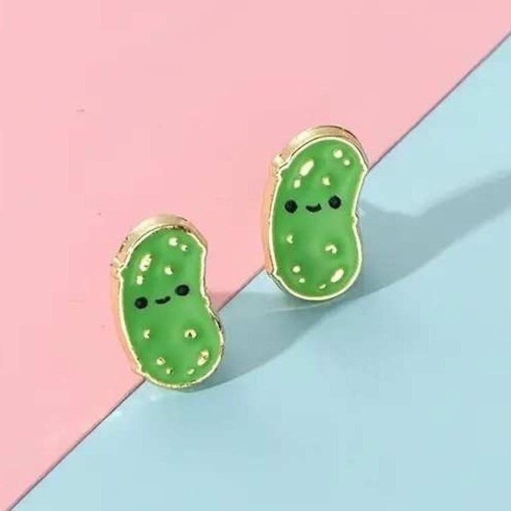 Pickle Stud Earrings Cute Kawaii‎ Foodie Earrings Fun Quirky Jewelry